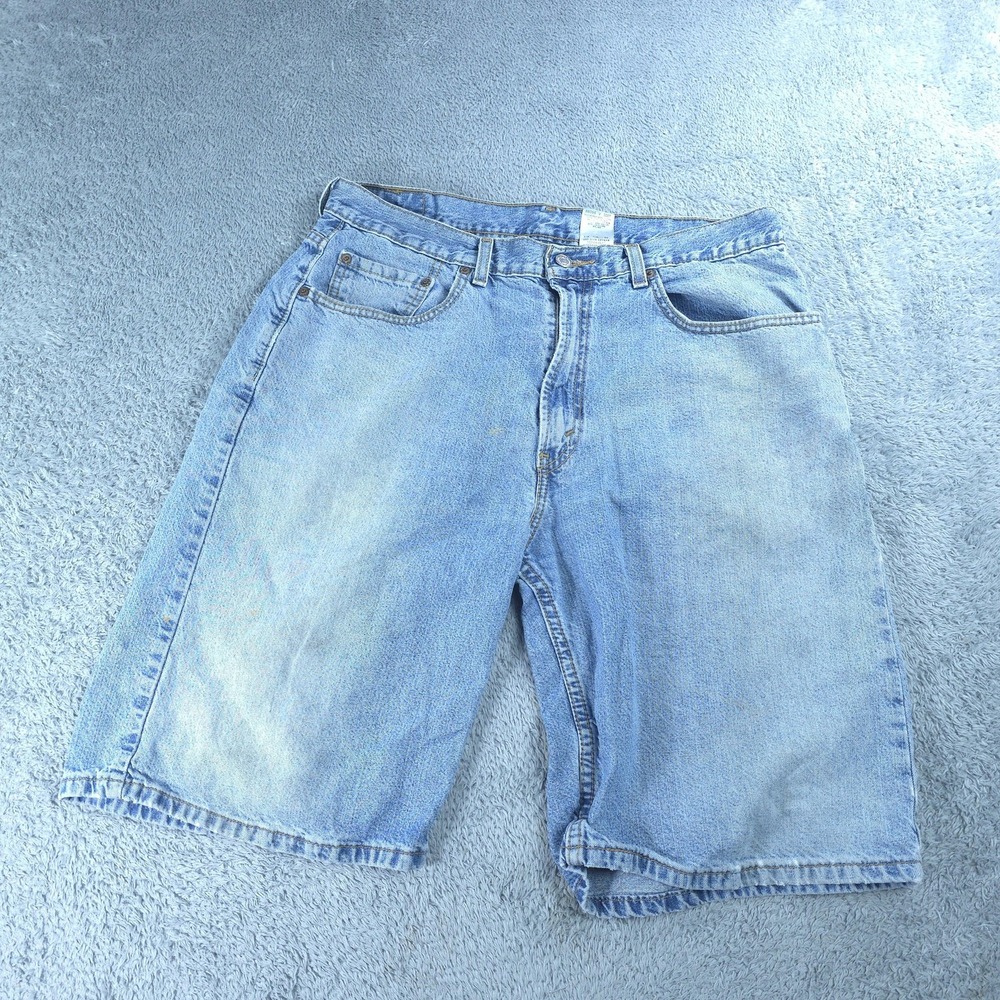 Levis 569 Denim Shorts Mens 34 Blue Relaxed Fit Bermuda Light Wash 11 Inseam